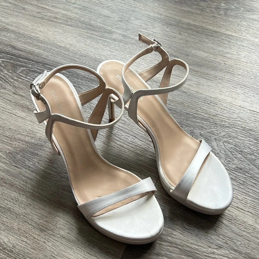 Stuart Weitzman Satin Platform Sandal Size 9.5 Woman’s Evening Elegant Heels